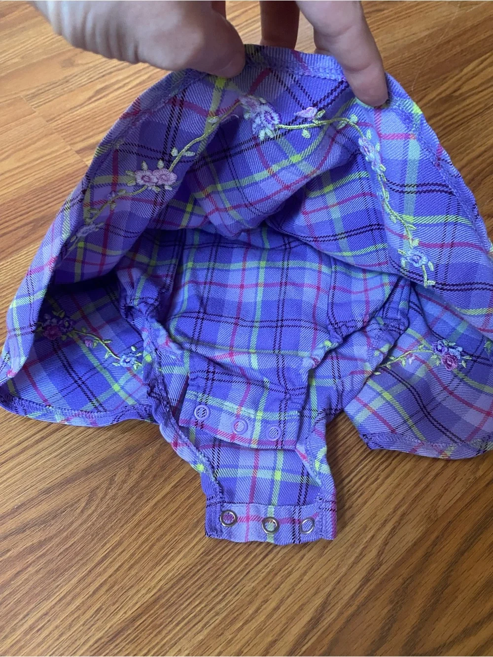 Y2K Purple Plaid Embroidered Baby Dress & Matching Hat